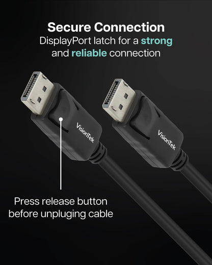 VisionTek.com - VisionTek DisplayPort 1.4 Cable | 9 ft 10 Inch (3M) - 50 Pack | 8K UHD | 4K 120Hz | High - Speed DisplayPort to DisplayPort Connection | Compatible with Monitors, TVs, Projectors