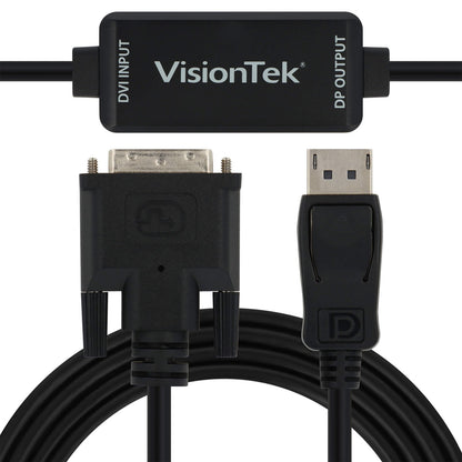 VisionTek.com - VisionTek DVI to DisplayPort Active Cable | 4 ft 11 in (1.5M) | 2560x1440 QHD | Plug & Play Adapter Cable | Compatible with DVI - D Devices