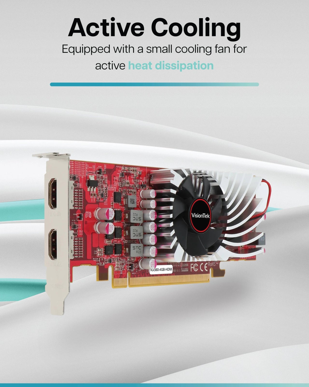 VisionTek.com - VisionTek Graphics Card - 4GB Radeon RX 560 GDDR5 | Dual HDMI | 4K Display Support | PCIe 3.0 x8 | Compact & Bus Powered | Business & Digital Signage Ready