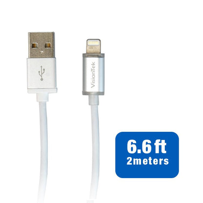 VisionTek.com - VisionTek Lightning to USB Smart LED Cable | 6 ft 6 Inch (2M) | MFi Certified | LED Charging Indicator | USB - A to Lightning | Compatible with iPhone & iOS Devices