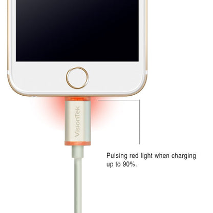 VisionTek.com - VisionTek Lightning to USB Smart LED Cable | 6 Inch (15cm) | MFi Certified | LED Charging Indicator | USB - A to Lightning | Compatible with iPhone & iOS Devices