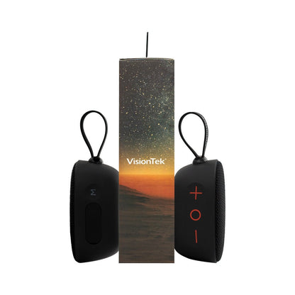 VisionTek.com - VisionTek SoundCube Wireless Bluetooth Speaker | IPX7 Waterproof | 6+ Hour Playtime | TWS Stereo | FM Radio | Built - in Mic | Bluetooth 5.0 | Black