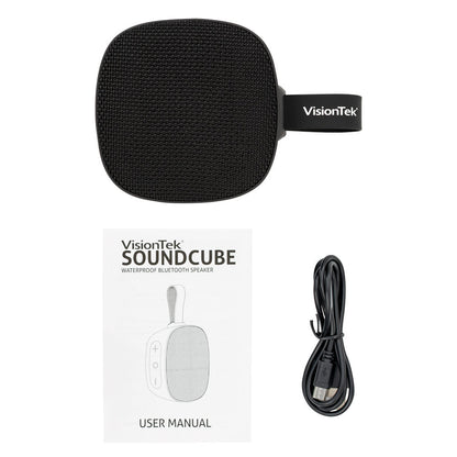 VisionTek.com - VisionTek SoundCube Wireless Bluetooth Speaker | IPX7 Waterproof | 6+ Hour Playtime | TWS Stereo | FM Radio | Built - in Mic | Bluetooth 5.0 | Black