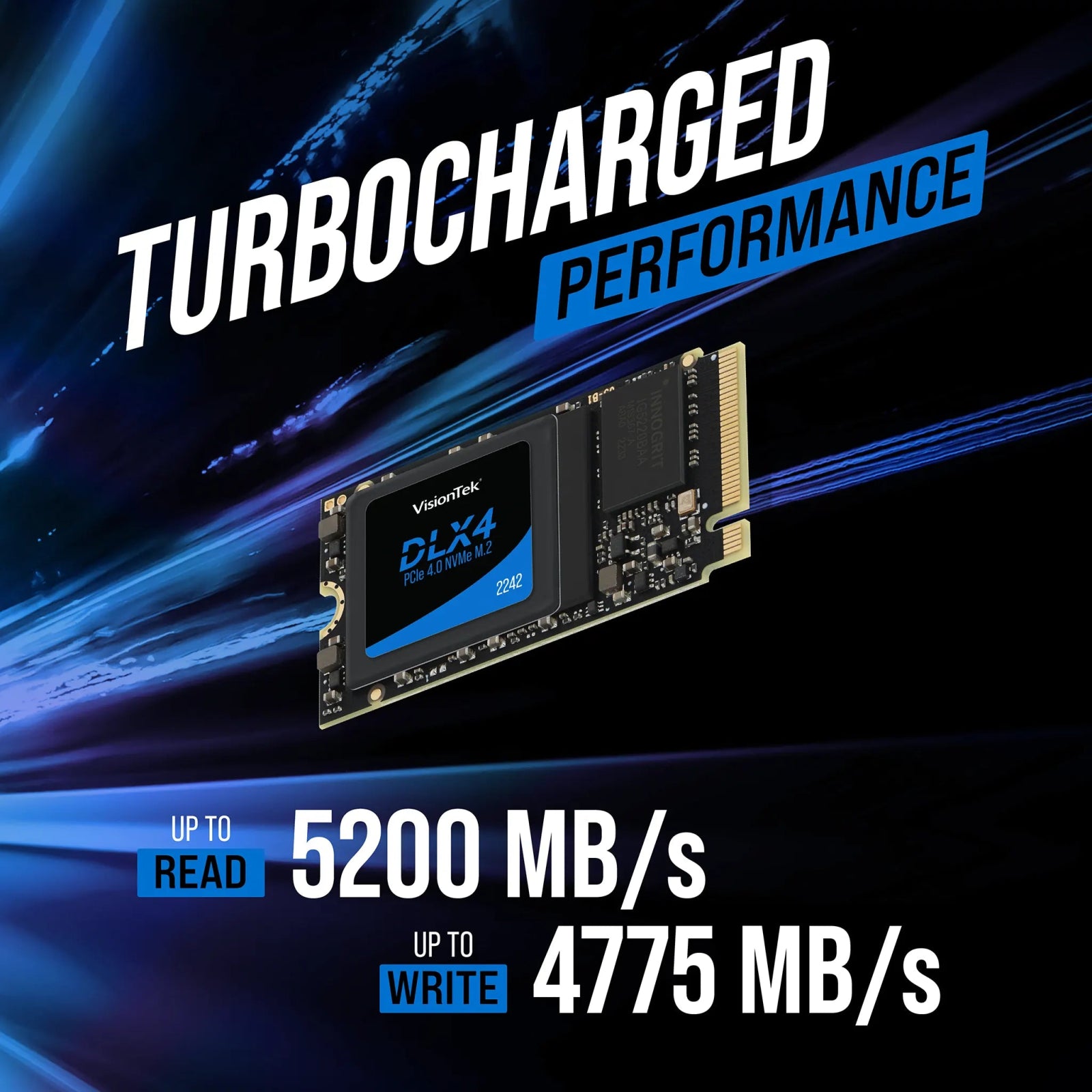 VisionTek.com - VisionTek SSD - 1TB DLX4 2242 NVMe | PCIe 4.0 x4 | Opal 2.0 Self - Encrypting SSD | Up to 5200MB/s | Secure M.2 Storage