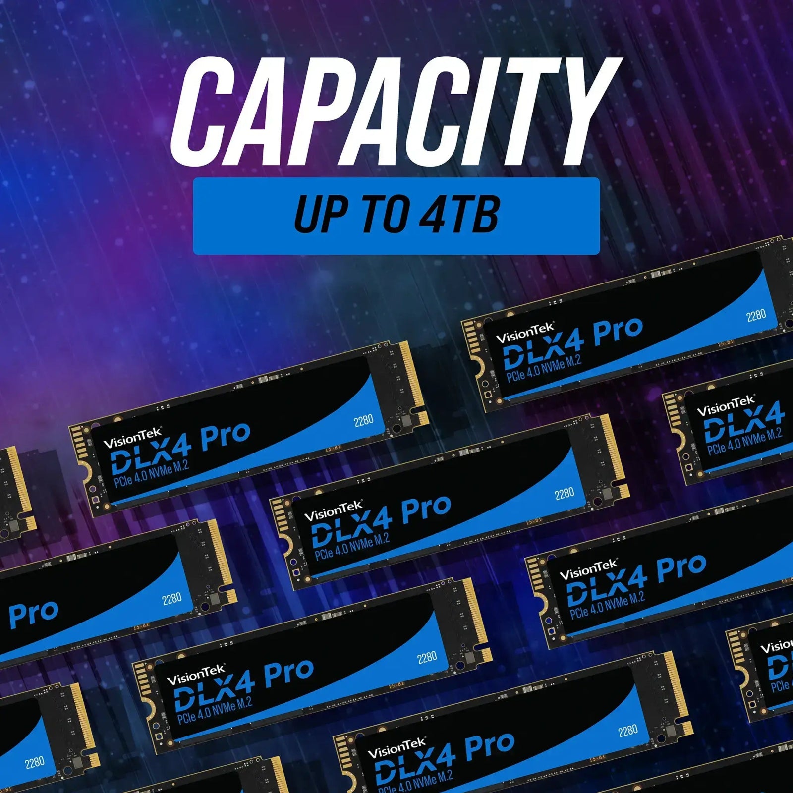 VisionTek.com - VisionTek SSD - 4TB DLX4 Pro M.2 2280 | PCIe Gen4 NVMe | Up to 7415MB/s | DDR4 Cache | Opal 2.0 Self - Encrypting Drive
