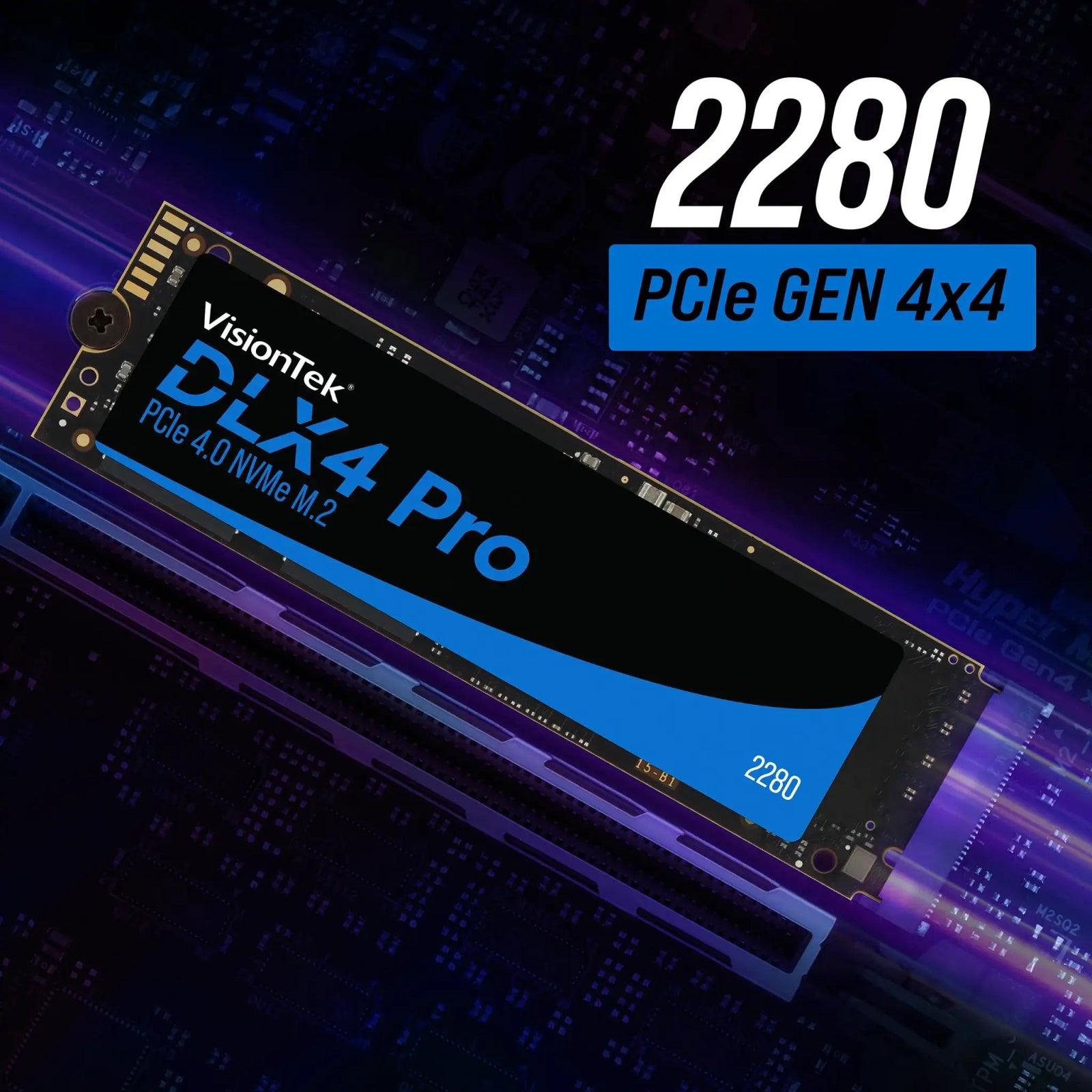 VisionTek.com - VisionTek SSD - 4TB DLX4 Pro M.2 2280 | PCIe Gen4 NVMe | Up to 7415MB/s | DDR4 DRAM Cache | 3D NAND | High - Speed Storage for Pros