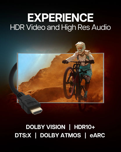 VisionTek.com - VisionTek Ultra High Speed HDMI 2.1 Cable | 10 ft (3 M) | 8K @ 60Hz, 4K @ 120Hz | 48Gbps Bandwidth | Dynamic HDR | Plug & Play | TV, PS5, Xbox, PC Compatible