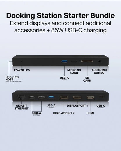 VisionTek.com - VisionTek VT2500 USB - C Docking Station | Triple Display | 11 - in - 1 Dock | DP Alt Mode | 85W Power Delivery | Power Adapter Included | Windows, Mac, ChromeOS Compatible