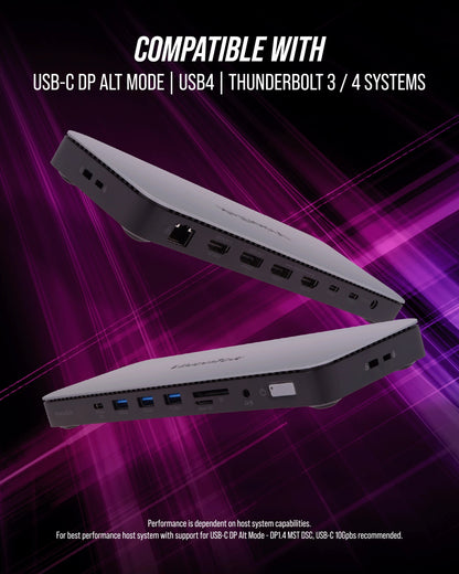 VisionTek.com - VisionTek VT2600 USB - C Docking Station | Triple Display | DP 1.4 | 11 - in - 1 Dock | 100W Power Delivery | 150W Power Adapter Included | Windows, Mac, ChromeOS Compatible