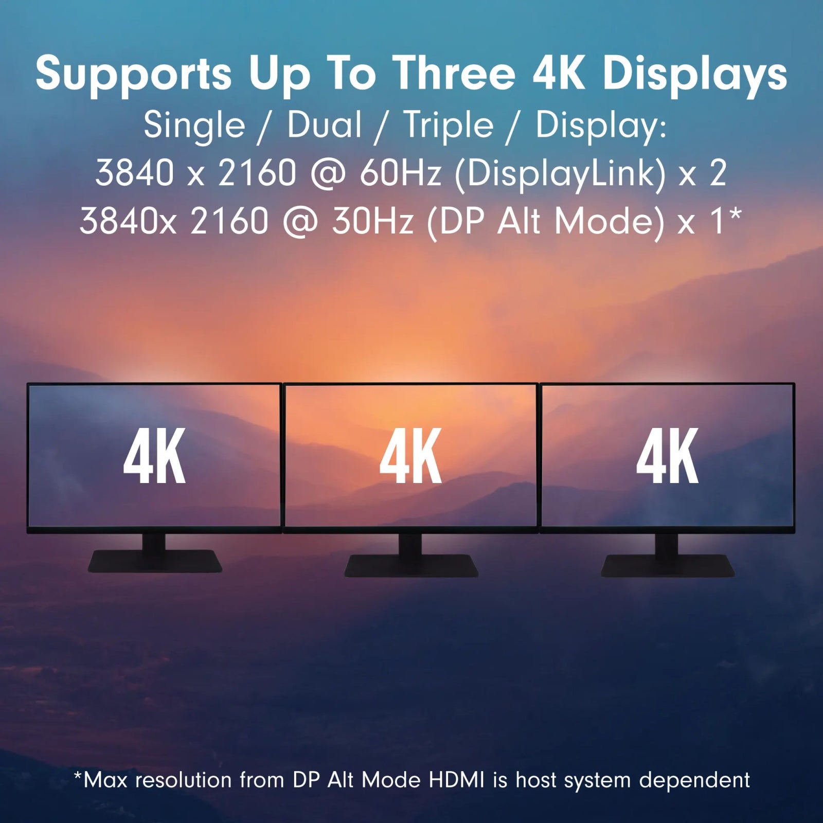 VisionTek.com - VisionTek VT7100 Triple 4K Docking Station | USB - C | DisplayLink + DP Alt Mode | 100W Power Delivery | 120W Power Adapter Included | Windows, Mac, ChromeOS Compatible