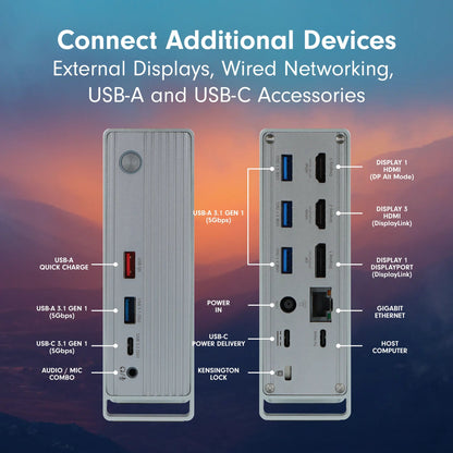 VisionTek.com - VisionTek VT7100 Triple 4K Docking Station | USB - C | DisplayLink + DP Alt Mode | 100W Power Delivery | 120W Power Adapter Included | Windows, Mac, ChromeOS Compatible