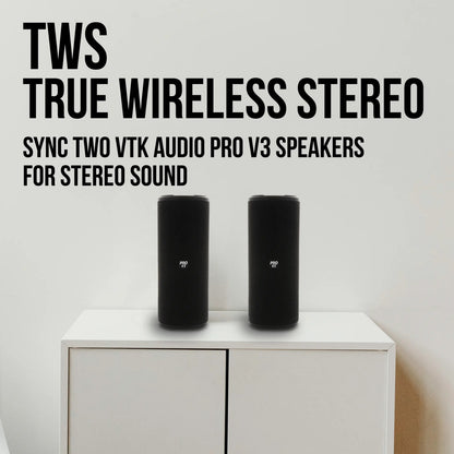 VisionTek.com - VisionTek VTK Audio Pro V3 Wireless Bluetooth Speaker | IPX7 Waterproof | 7+ Hour Playtime | TWS Stereo | NFC Pairing | Bluetooth 5.0 | Built - in Mic