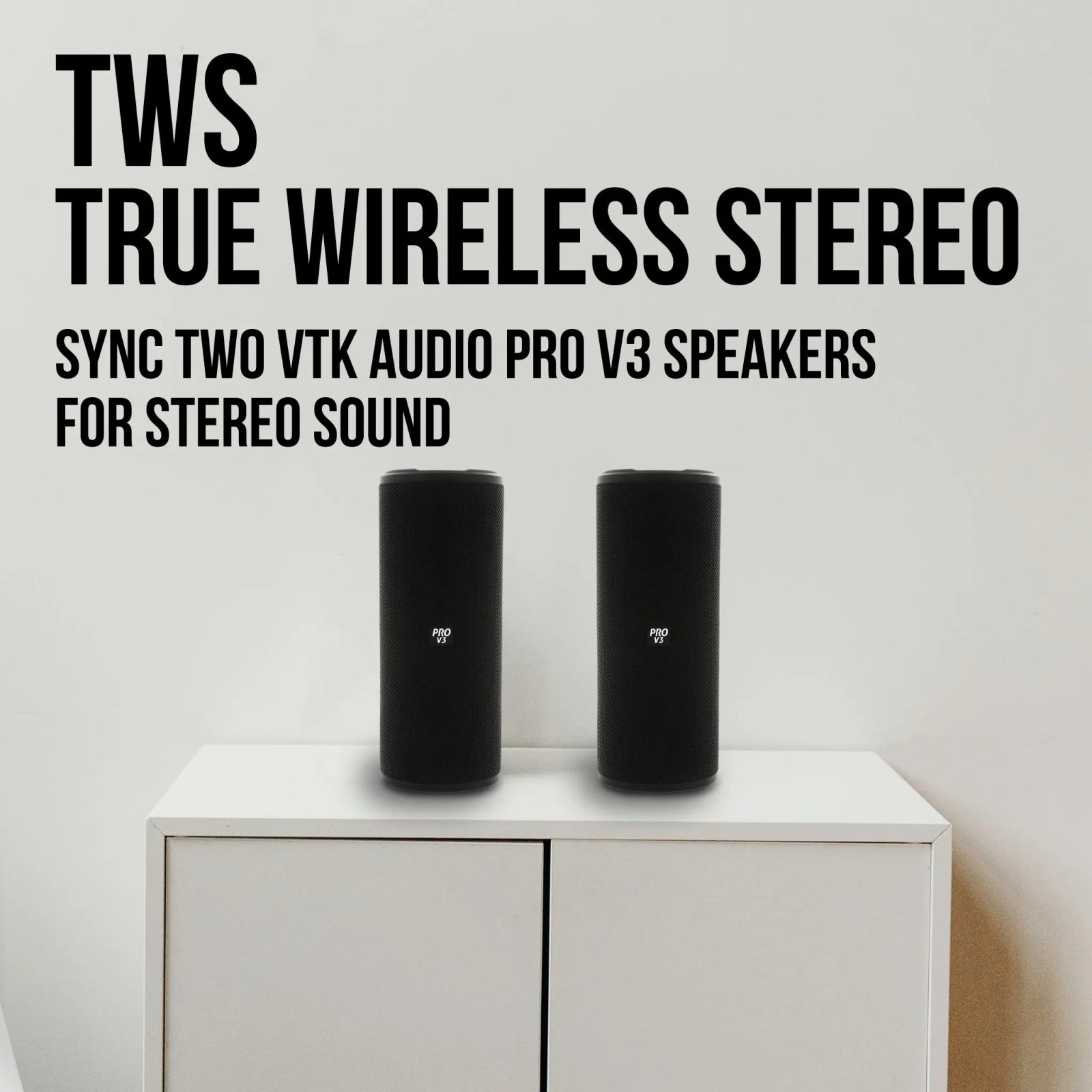 VisionTek.com - VisionTek VTK Audio Pro V3 Wireless Bluetooth Speaker | IPX7 Waterproof | 7+ Hour Playtime | TWS Stereo | NFC Pairing | Bluetooth 5.0 | Built - in Mic