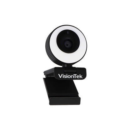 VisionTek.com - VTWC40 1080p Autofocus Webcam | Built - In Ring Light | 60FPS | Dual Mic | Privacy Cover | USB 2.0 | Plug - and - Play | PC, Mac, Chromebook Compatible