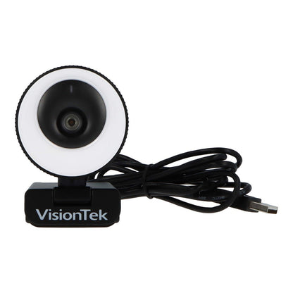 VisionTek.com - VTWC40 1080p Autofocus Webcam | Built - In Ring Light | 60FPS | Dual Mic | Privacy Cover | USB 2.0 | Plug - and - Play | PC, Mac, Chromebook Compatible