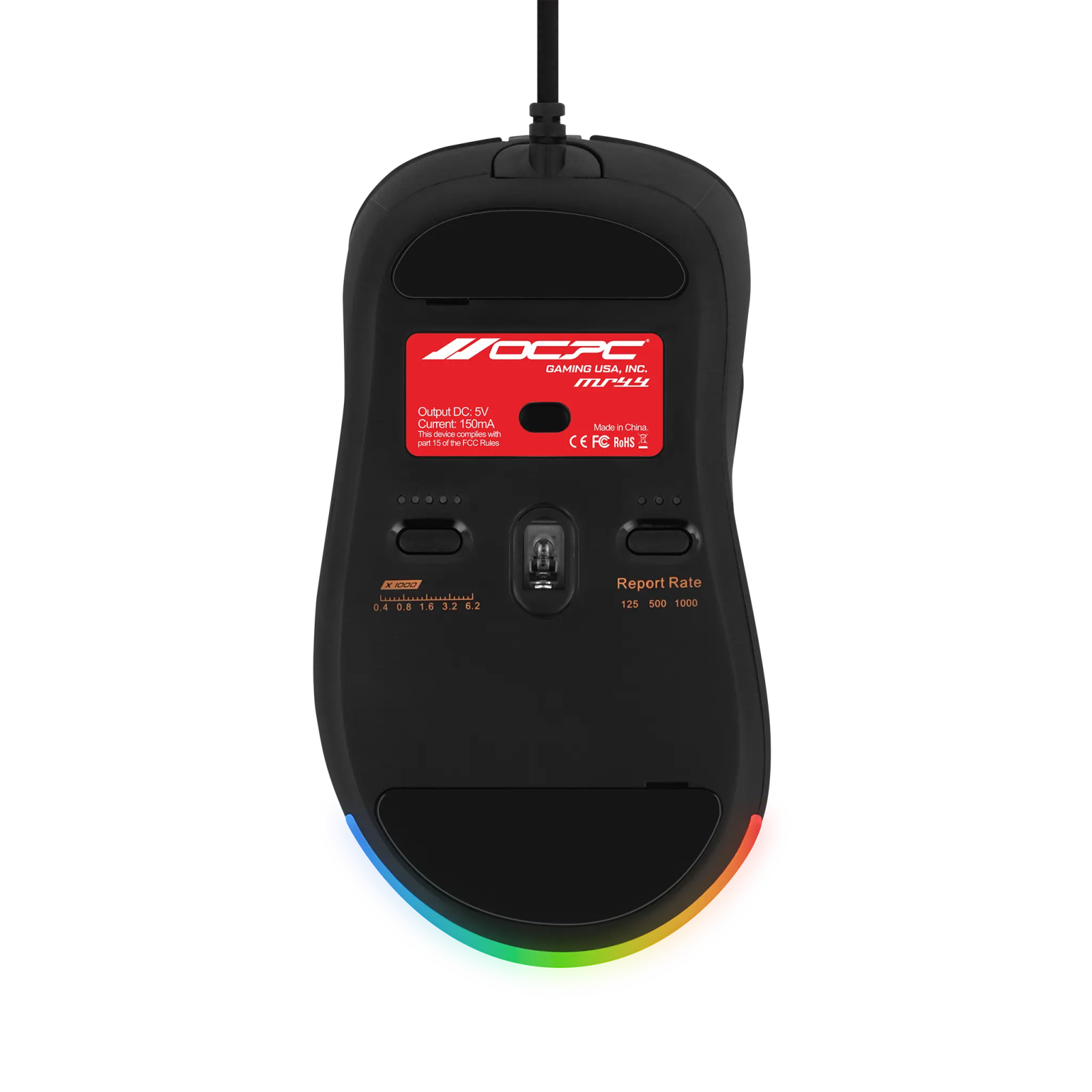 VisionTek.com - OCPC MR44 Gaming Mouse | PixArt 3389 Sensor | 16,000 DPI | Omron Switches | RGB Lighting | Ergonomic Right - Handed Grip | USB - A