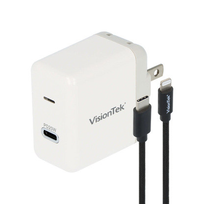 VisionTek.com - VisionTek 20W USB - C Wall Charger | 1 - Port | Fast Charge PD 3.0 | Single USB - C | 20W Power Delivery | Compatible with iPhone, iPad, MacBook, Galaxy, Pixel, and USB - C Devices