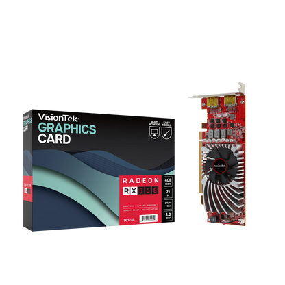 VisionTek.com - VisionTek Graphics Card - 4GB Radeon RX 550 SFF GDDR5 | 2x DisplayPort | Dual 4K Monitor Support | PCIe 3.0 x8 | Compact & Power - Efficient | Windows 11 Compatible