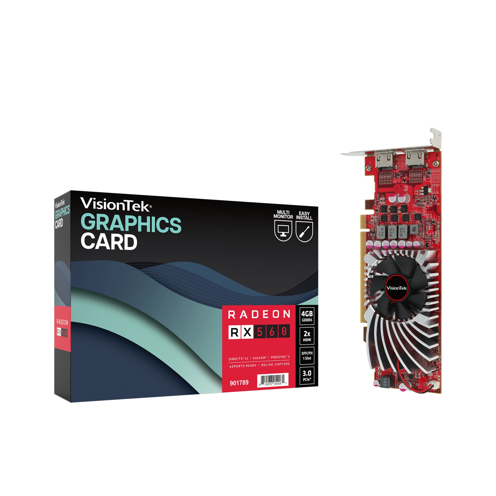VisionTek.com - VisionTek Graphics Card - 4GB Radeon RX 560 GDDR5 | Dual HDMI | 4K Display Support | PCIe 3.0 x8 | Compact & Bus Powered | Business & Digital Signage Ready