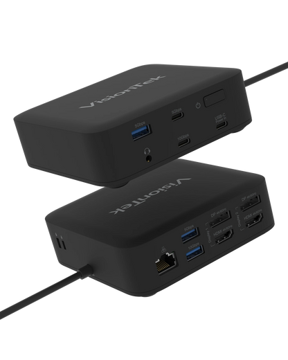 VisionTek.com - VisionTek VT1200DL Dual 4K Docking Station | USB - C or USB - A | 10 - in - 1 Dock | DisplayLink | 100W Power Passthrough | Windows, Mac, ChromeOS Compatible