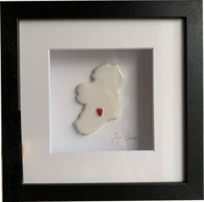 Eire mo Chroi - Porcelain map of ireland framed