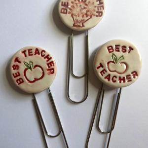 Porcelain Best Teacher Paperclip Style Bookmarks